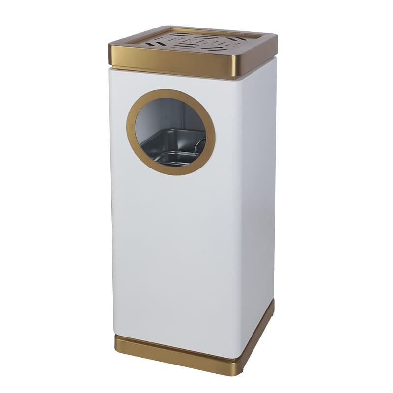 BX-A151BS Floor-Standing Bin - White with Gold Trim