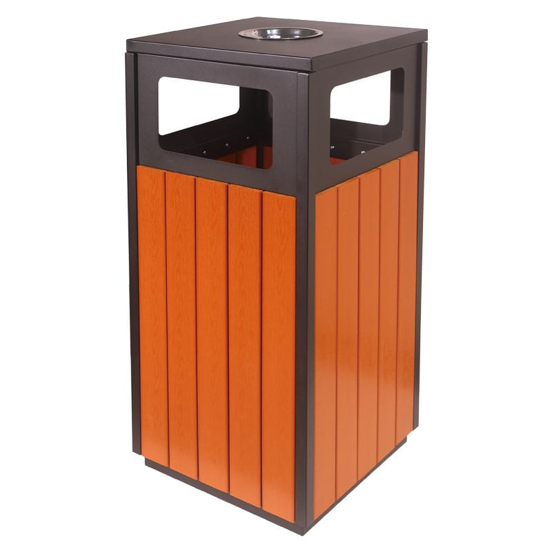 BX-D179 Square Wood Outdoor Bin with Ashtray