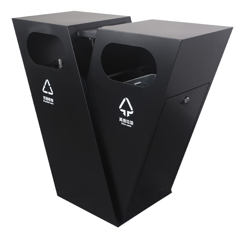 BX-D357 Slanted-Top 2-Compartment Recycling Bin