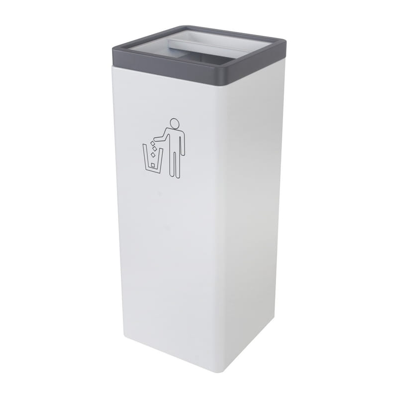 BX-D689 Galvanized Square Bin - White Body, Grey Lid