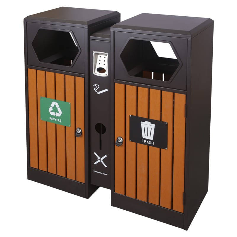 BX-F013 WPC 2-Stream Outdoor Bin with Ashtray