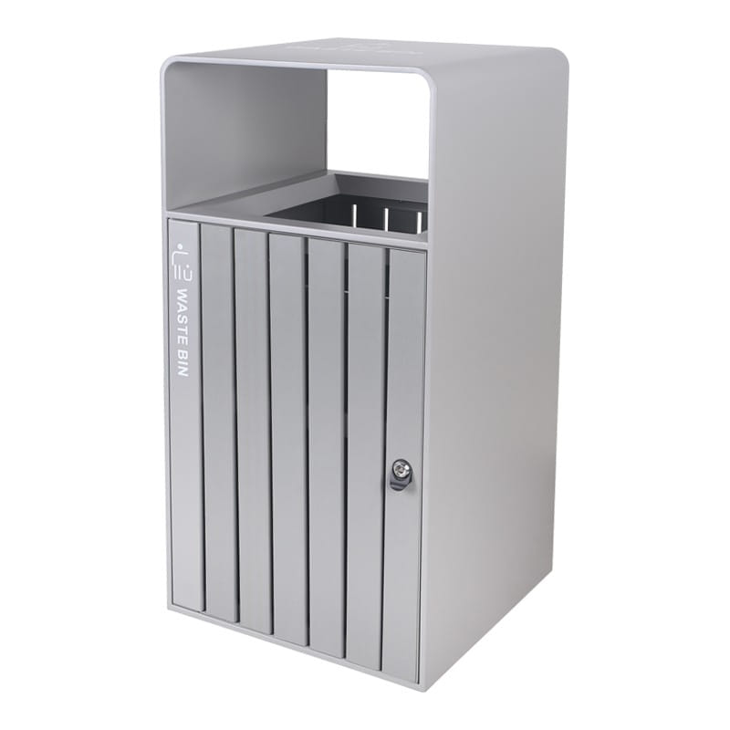 BX-GM001 Custom Steel & Wood Outdoor Bin - Grey