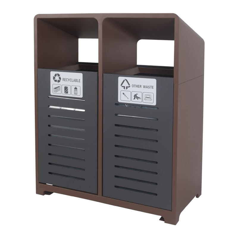 BX-H036 Wood-Grain 2-Stream Outdoor Bin