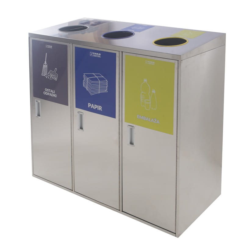 BX-H065 Stainless 3-Stream Bin with Service Doors