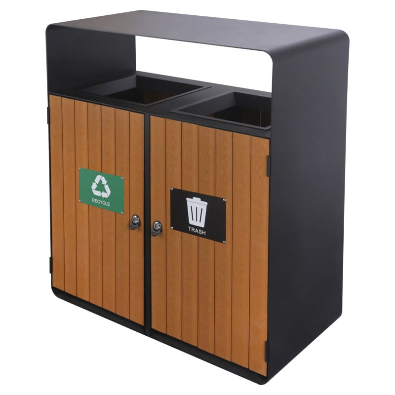 BX-HG187 Steel & Wood 2-Stream Bin with Canopy